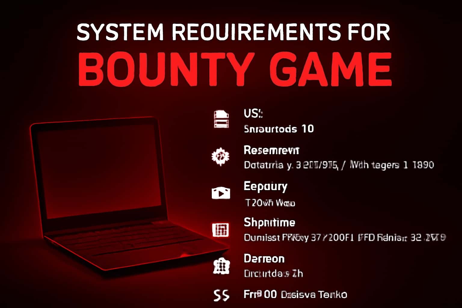 An informative visual representation of the system requirements for Bounty Game.