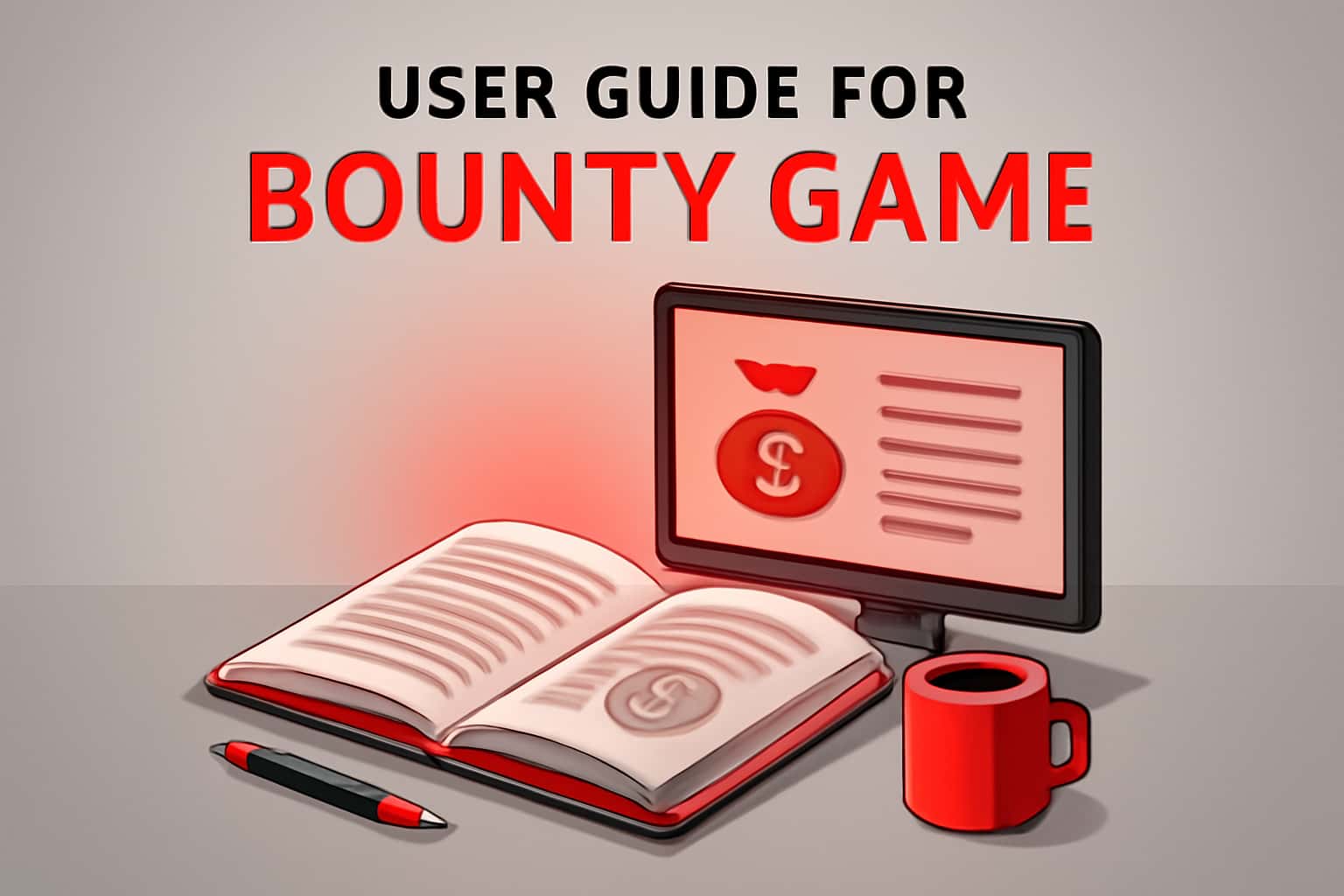 An illustrative scene depicting the User Guide for Bounty Game with vibrant accents.
