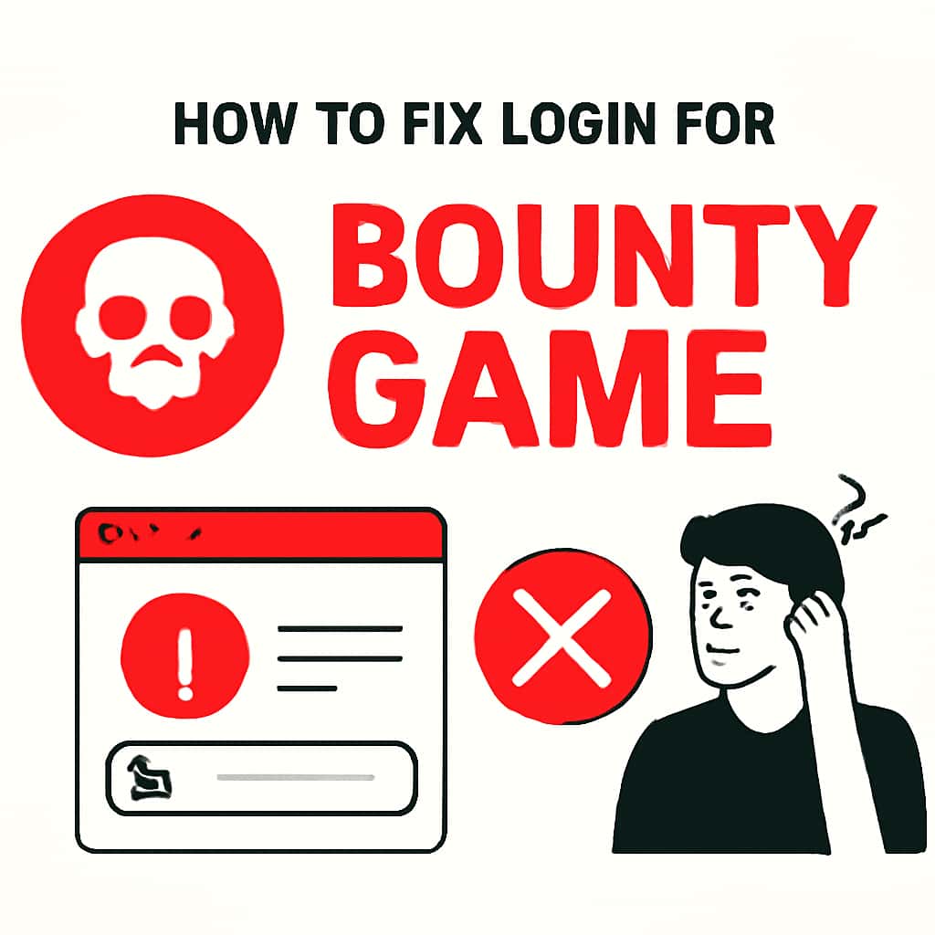 Illustration of troubleshooting steps for Bounty Game login.