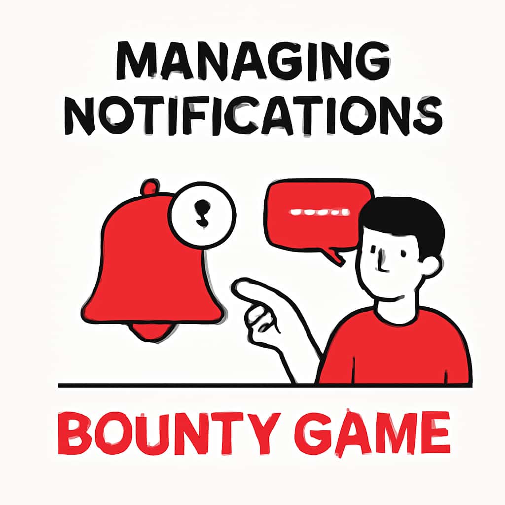 An educational diagram on notification management in Bounty Game.