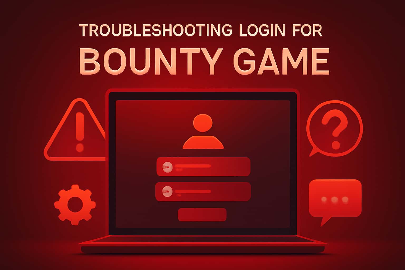 An informational scene highlighting the troubleshooting process for logging into Bounty Game.