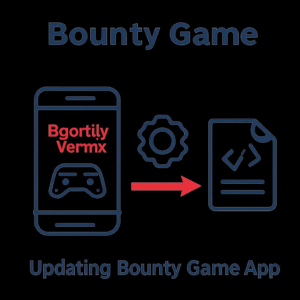An educational diagram illustrating the update process for the Bounty Game app.